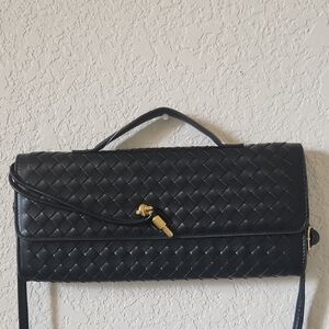 Black Woven Clutch, Handbag And Crossbody